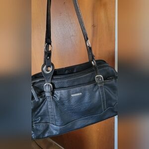 Black Vegan Leather Shoulder Bag